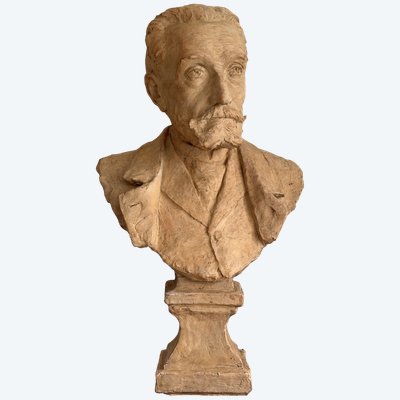 Terrakotta-Büste von Anatole France – Originalskulptur