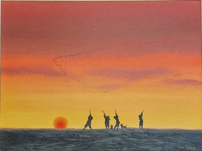 Fred ZELLER - (1912 - 2003) - La Chasse - huile sur panneau -