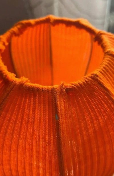 Table lamp with plastic base and orange lampshade - Mid Century Space Age style