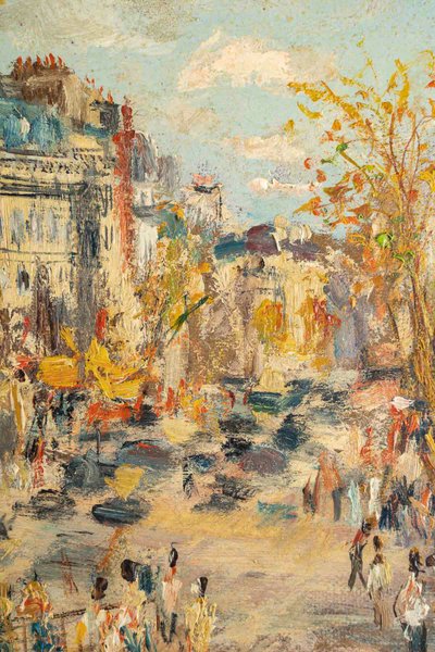 Serge Belloni (1925-2005) - La Porta Saint-Denis, olio su tela, 1970 circa
