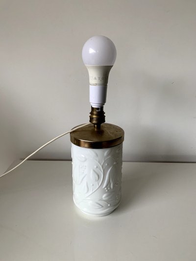 Vintage lamp base in white opaline glass – 1950s/60s