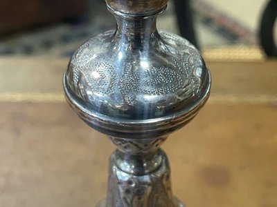 Silver-plated metal candlestick, early 20th century