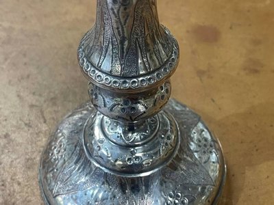 Silver-plated metal candlestick, early 20th century