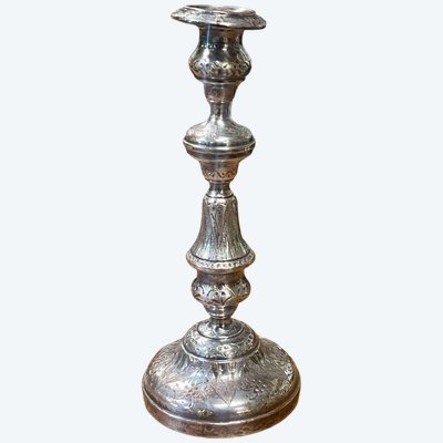 Silver-plated metal candlestick, early 20th century