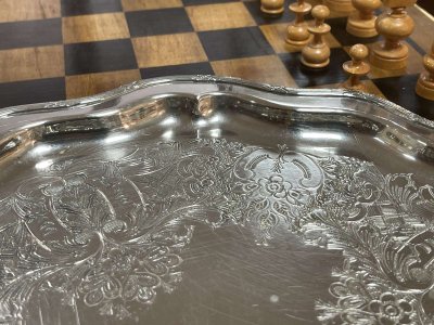 Silver metal tray