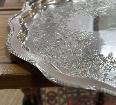 Silver metal tray