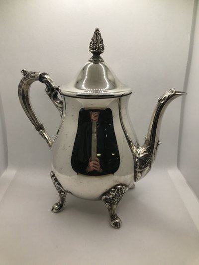 English silver-plated metal teapot