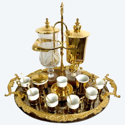 ECCEZIONALE SET DA CAFFÈ DI LUSSO di Maison ROYAL PARIS, caffettiera da principe in oro 24 carati.