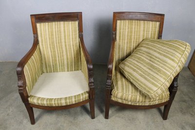 Paire de bergères en bois fruitier époque Empire 19ème
