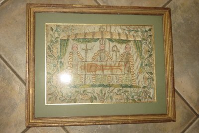 Sacra Sindone in tessuto ricamato, XVIII secolo.