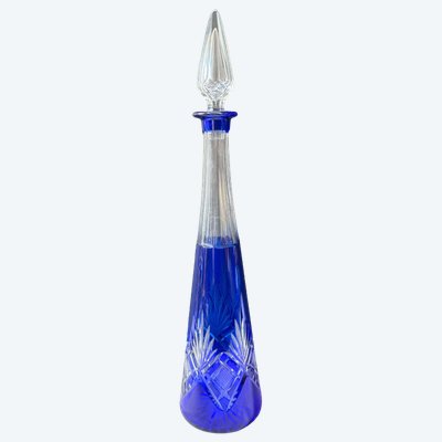 Elegant carafe in cut cobalt blue overlay crystal