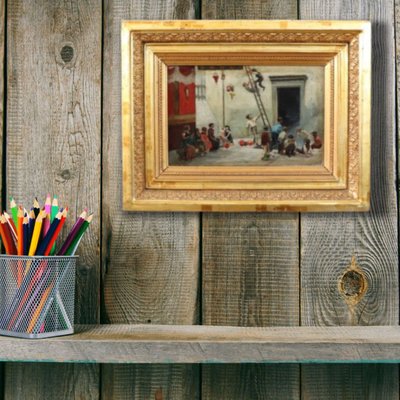 Dipinto ad olio su tela, Bambini che giocano, Italia, XIX secolo