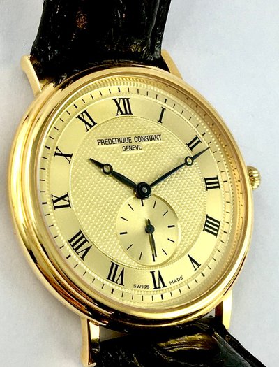 Montre Frédérique Constant Année 2010 Quartz, Or Jaune Sur Cuir, Série commémorative Safran