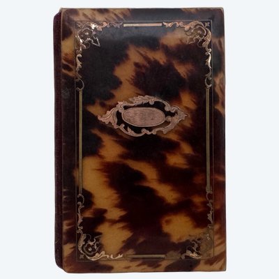Carnet de bal en écaille ornementée de marqueterie XIXe Napoléon III