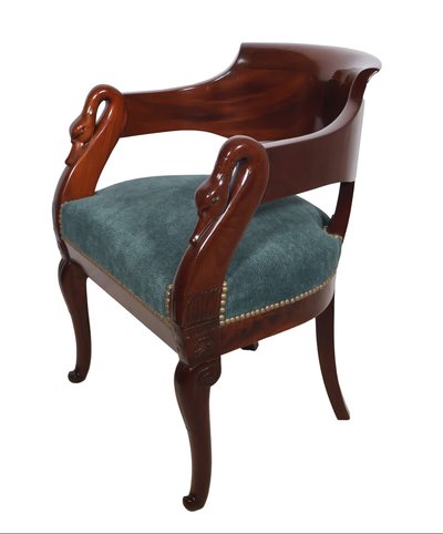 Fauteuil de bureau à col de cygne époque Empire