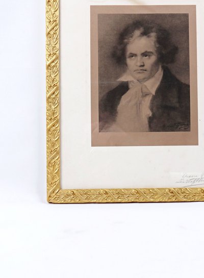 Engraving of Beethoven, proof number 125, signed Léa Wahl Fontaine, early 20th century, 1910