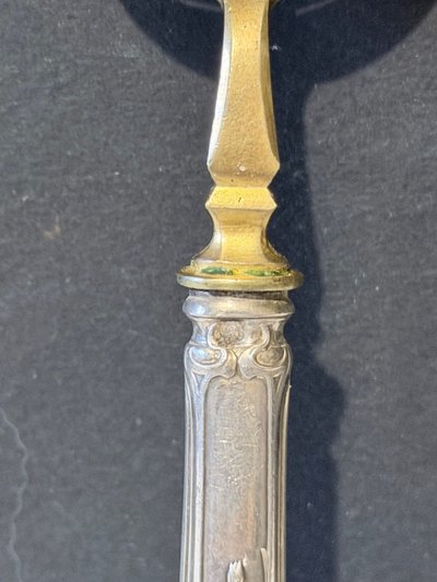 Horsd’œuvre-Servierset – vergoldetes Metall mit silberfarbenen Griffen – Jugendstil-Design