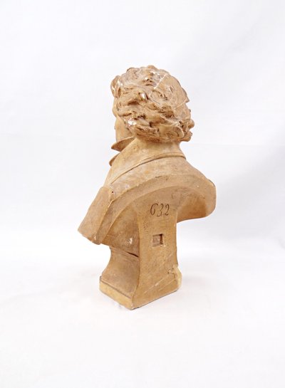Buste Art Nouveau de Ludwig Van Beethoven en plâtre ocre début XXe