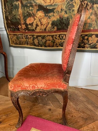 Chaise à dossier plat d'époque Louis XV