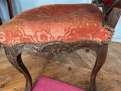 Chaise à dossier plat d'époque Louis XV