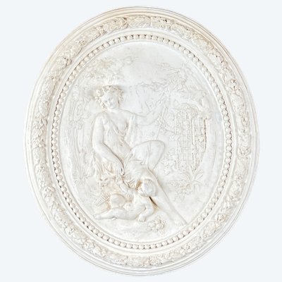 Médaillon panneau mural en relief, scène allégorique, XXe siècle