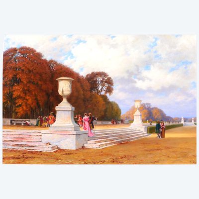 Henri ZUBER 1844-1909 Versailles, le parc du chateau, tableau, vers 1898-99 paysage Alsace