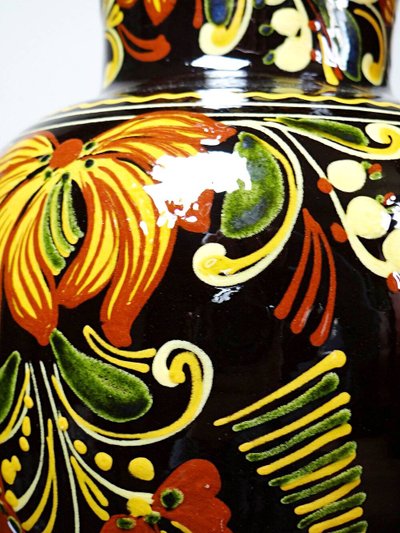 Grande vaso vintage in ceramica smaltata a mano ungherese MHV, risalente agli anni '60-'70.