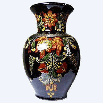 Grand vase vintage années 60-70 Hongrois MHV en céramique émaillée main