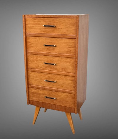CHIFFONIER / SEMAINIER DE STYLE SCANDINAVE DES ANNÉES 50 / 60 EN BOIS CLAIR