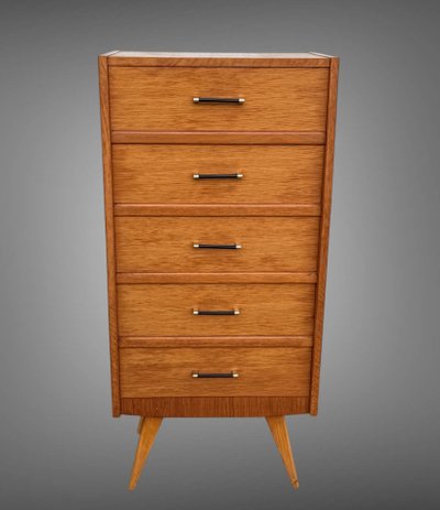 CHIFFONIER / SEMAINIER DE STYLE SCANDINAVE DES ANNÉES 50 / 60 EN BOIS CLAIR