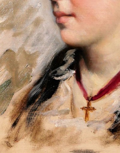 Jules GARDOT 1828-1891 Portrait d'une jeune femme italienne, tableau, Italie, vers 1870