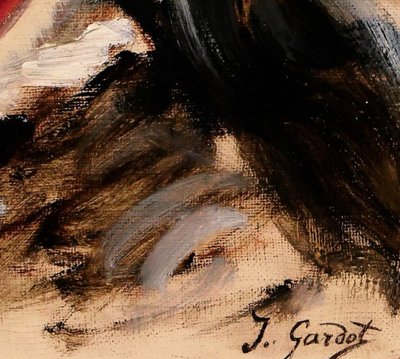Jules GARDOT 1828-1891 Portrait d'une jeune femme italienne, tableau, Italie, vers 1870