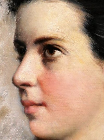 Jules GARDOT 1828-1891 Portrait d'une jeune femme italienne, tableau, Italie, vers 1870