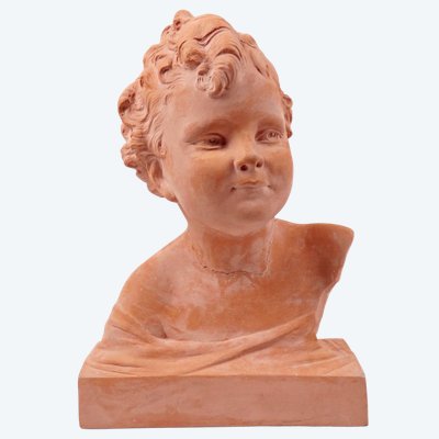 Art Deco terracotta bust of a boy, signed Ugo Cipriani, early 20th century