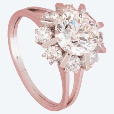 Bague marguerite en platine et diamants 2,89 ct
