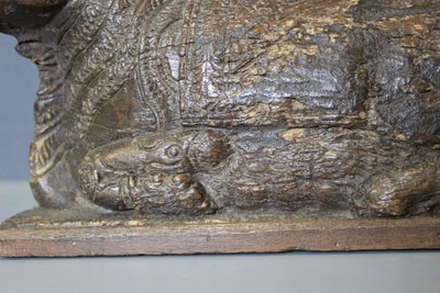 Vache Sacrée en Bois Sculpté , Inde XIX