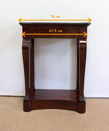 Consolle Piccola in Radica Impiallacciata di Mogano proveniente da Cuba, Epoca Restauro - Inizio XIX Secolo