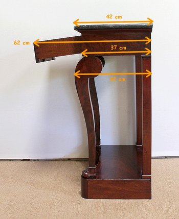 Consolle Piccola in Radica Impiallacciata di Mogano proveniente da Cuba, Epoca Restauro - Inizio XIX Secolo