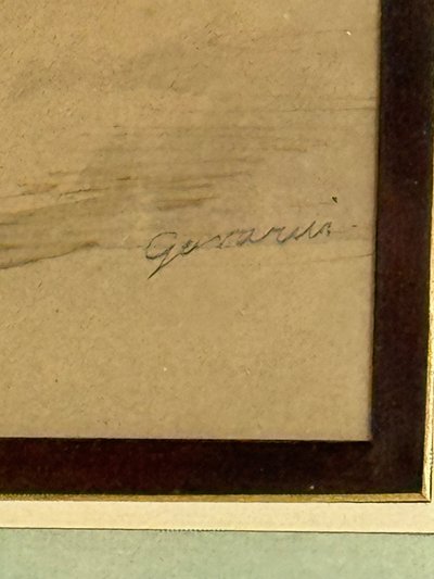 DISEGNO AD ACQUERELLO SOTTO VETRO FIRMATO DA PAUL GAVARNI 1804/1866 CAPITANO FRACASSE