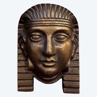 Tête néo-égyptienne en bronze doré - Egyptomanie, début du XXe siècle