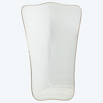 Gio Ponti, nello stile di. Specchio con cornice in ottone patinato. Anni '90. LS6622806