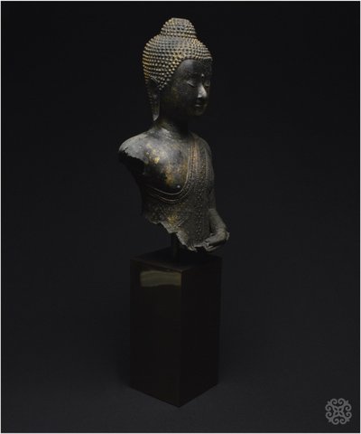 Ancien Royaume de Siam, Première moitié du XIXème siècle, Buste du Bouddha Maravijaya, Bronze