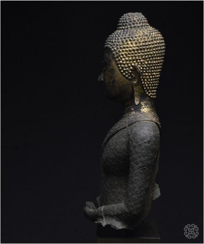 Ancien Royaume de Siam, Première moitié du XIXème siècle, Buste du Bouddha Maravijaya, Bronze
