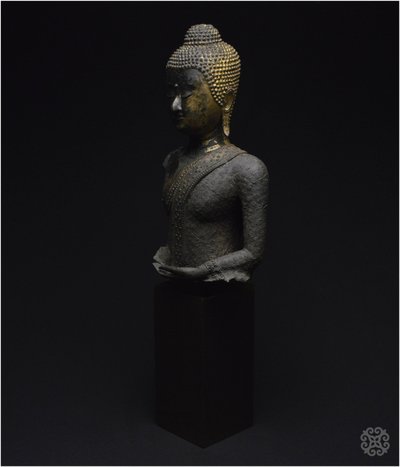 Ancien Royaume de Siam, Première moitié du XIXème siècle, Buste du Bouddha Maravijaya, Bronze