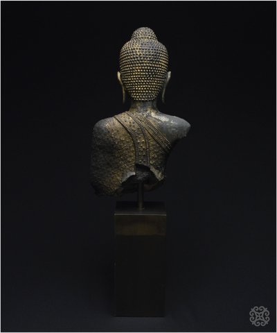 Ancien Royaume de Siam, Première moitié du XIXème siècle, Buste du Bouddha Maravijaya, Bronze