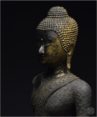 Ancien Royaume de Siam, Première moitié du XIXème siècle, Buste du Bouddha Maravijaya, Bronze