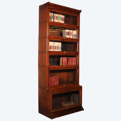 Libreria impilabile in rovere, composta da 6 elementi con sporgenza (altezza 2,19 m)