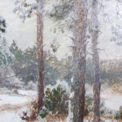 Faisans dans la neige, peinture à l'huile sur panneau, signée Wilhelm Buddenberg