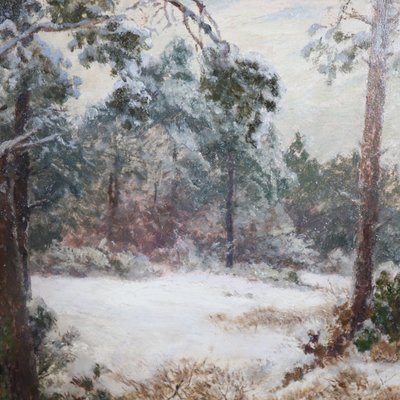 Faisans dans la neige, peinture à l'huile sur panneau, signée Wilhelm Buddenberg