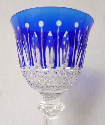 6 verres à vin du Rhin en cristal de St Louis, modèle Tommy - cristal overlay - signés